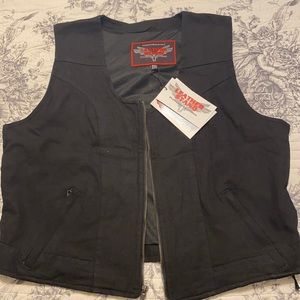 Motorcycle Women's Black Denim Zip Front Vest